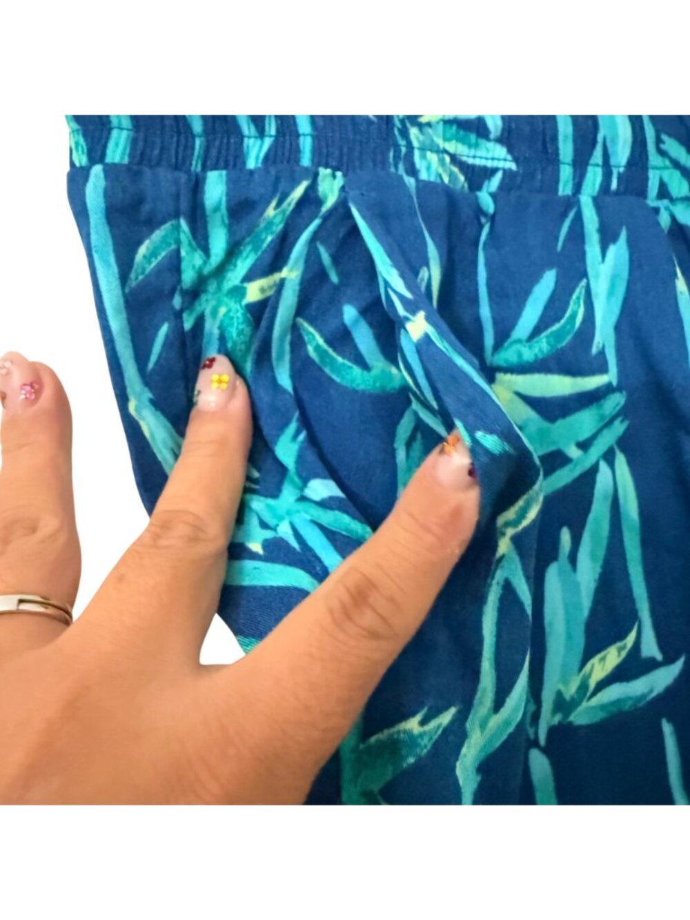 Lilly Pulitzer Blue Green Bamboo Blouse Pant Set Womens Size XS/S - Picture 11 of 13